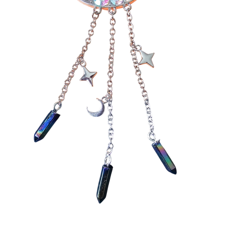Silver Crescent Moon Hair Clip with Chains - Picture 2 of 4
